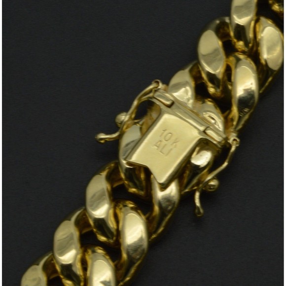 Mens 11mm 10k Real Yellow Gold Miami Cuban Curb Chain Bracelet. 8.5" 25.4gr - Picture 4 of 7